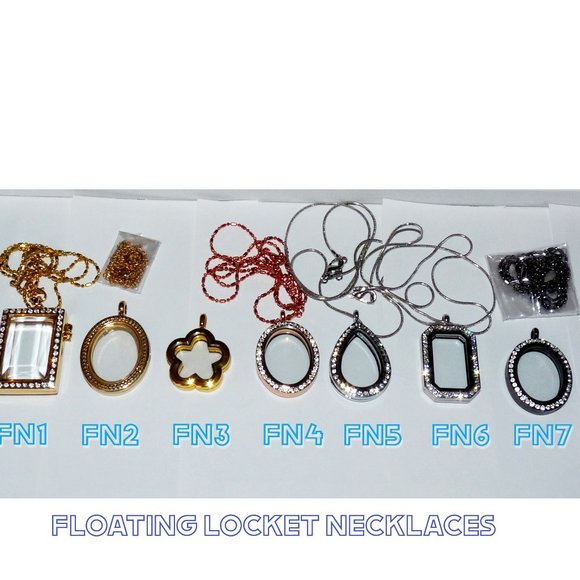 Fashion Jewelry Jewelry - FL *U Choose* Floating Memory Locket Pendants Oval,Pear,Square,Flower, w/10 char